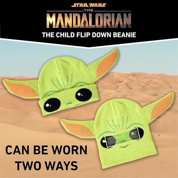 NWT Disney Mandalorian the Child Grogu Star Wars flip down Beanie - Picture 1 of 7